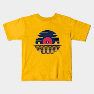 Music Disk music lover icon design sunset Kids T-Shirt